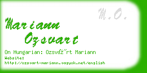 mariann ozsvart business card